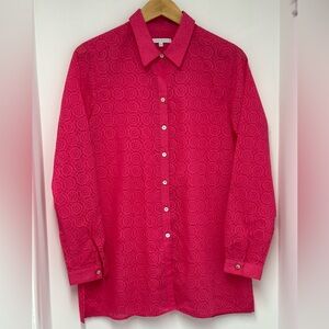 FOXCROFT Pink Floral Patterned cover up tunic, Size 12, excellent condition!